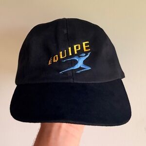 Vintage EQUIPE ROBERT TRANSPORT Dad hat baseball cap strapback black blue